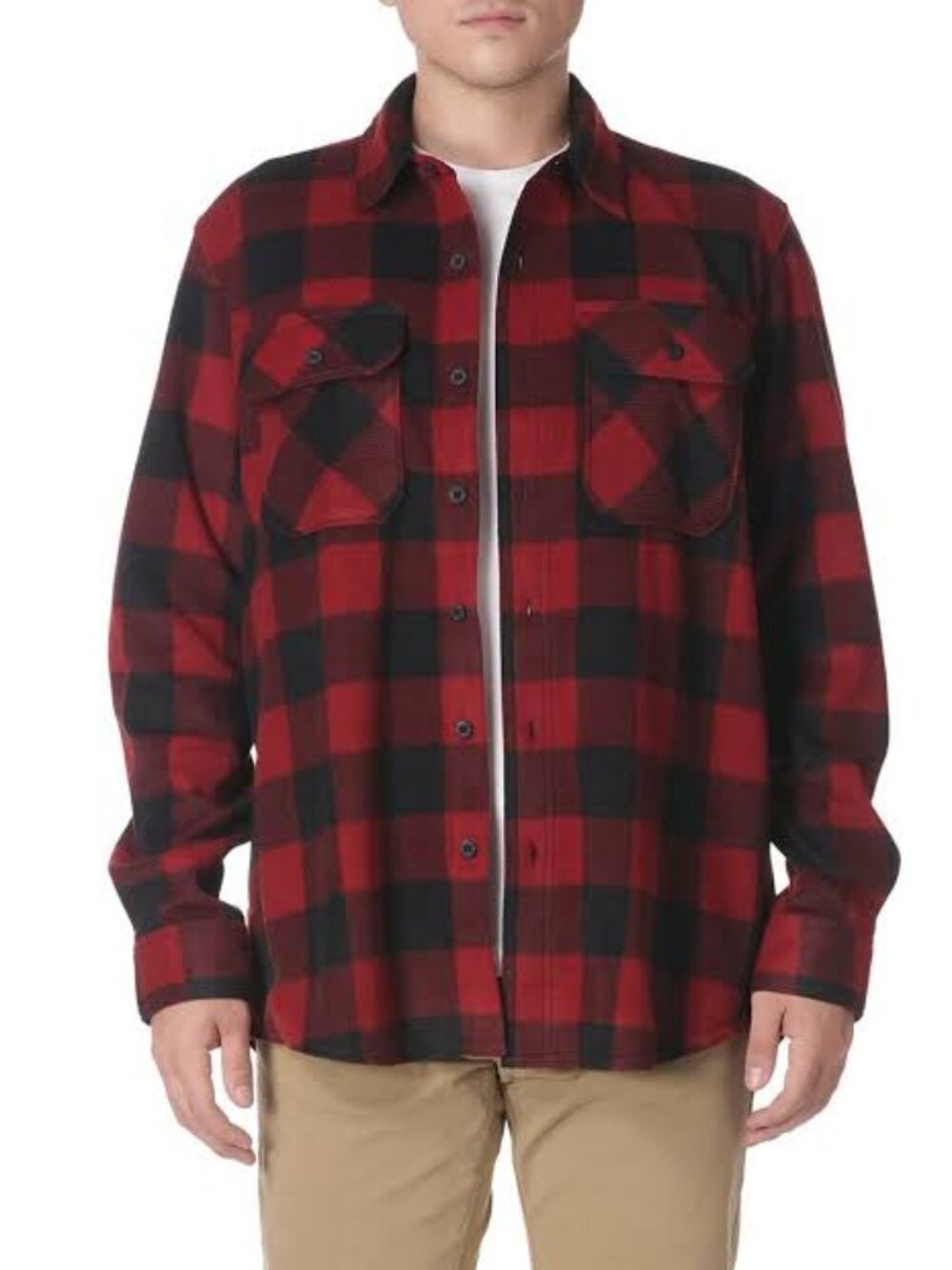 Wrangler Authentics Men’s Heavyweight Fleece Buffalo Plaid Shirt Jacket XL